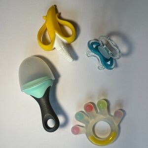 Baby Teether Toy Bundle | Banana Brush, Boon Feeder, More